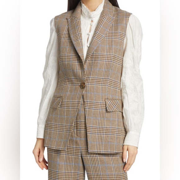 VERONICA BEARD Keaton Combo 2-Piece Denim & Check Dickey Jacket Size XL New - Picture 12 of 14